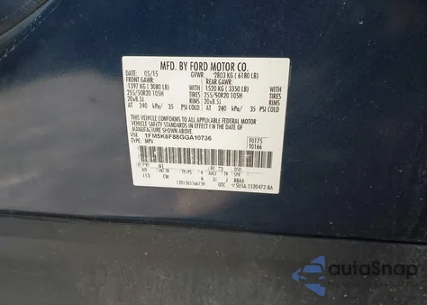 2016 Ford Explorer Limited из США, поврежденный, VIN 1FM5K8F88GGA10736